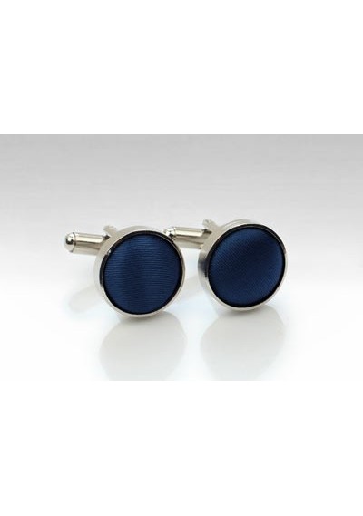 Fabric Covered Cufflinks in Navy