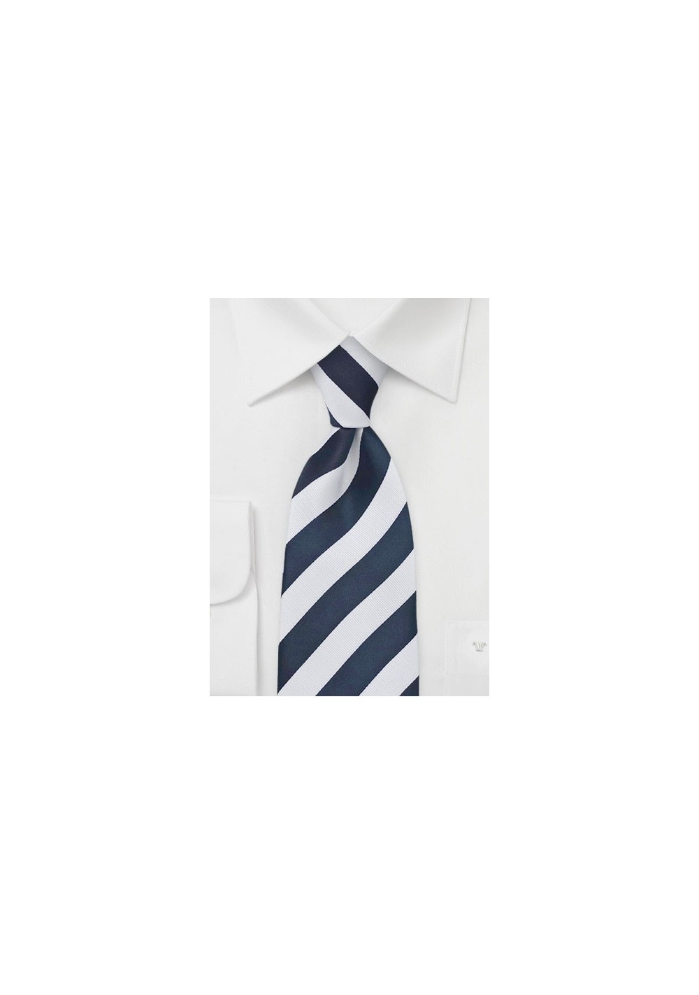 Classic Striped Tie in Dark Navy and White