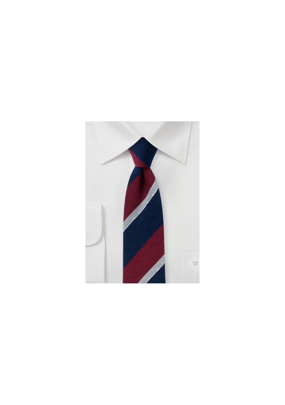 Wool and Silk Blend Striped Skinny Tie