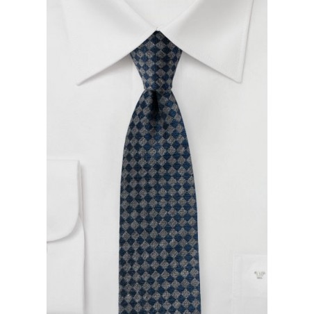 Gray and Navy Mini Check Tie