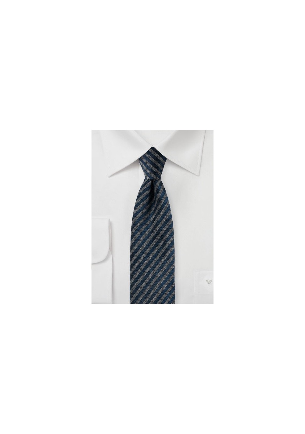 Modern Striped Tie in Navy and Gray