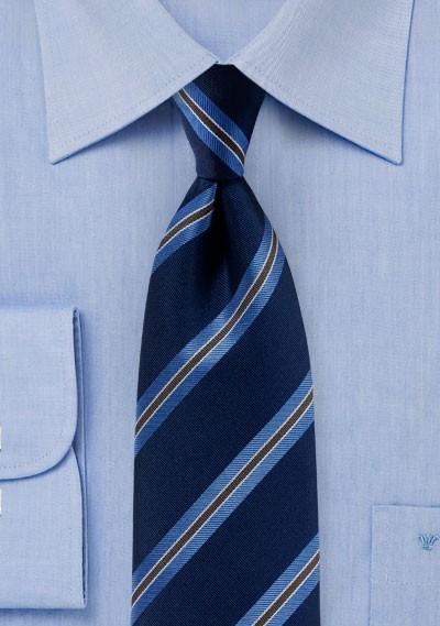 Traditional Navy and Blue Striped Necktie | Cheap-Neckties.com