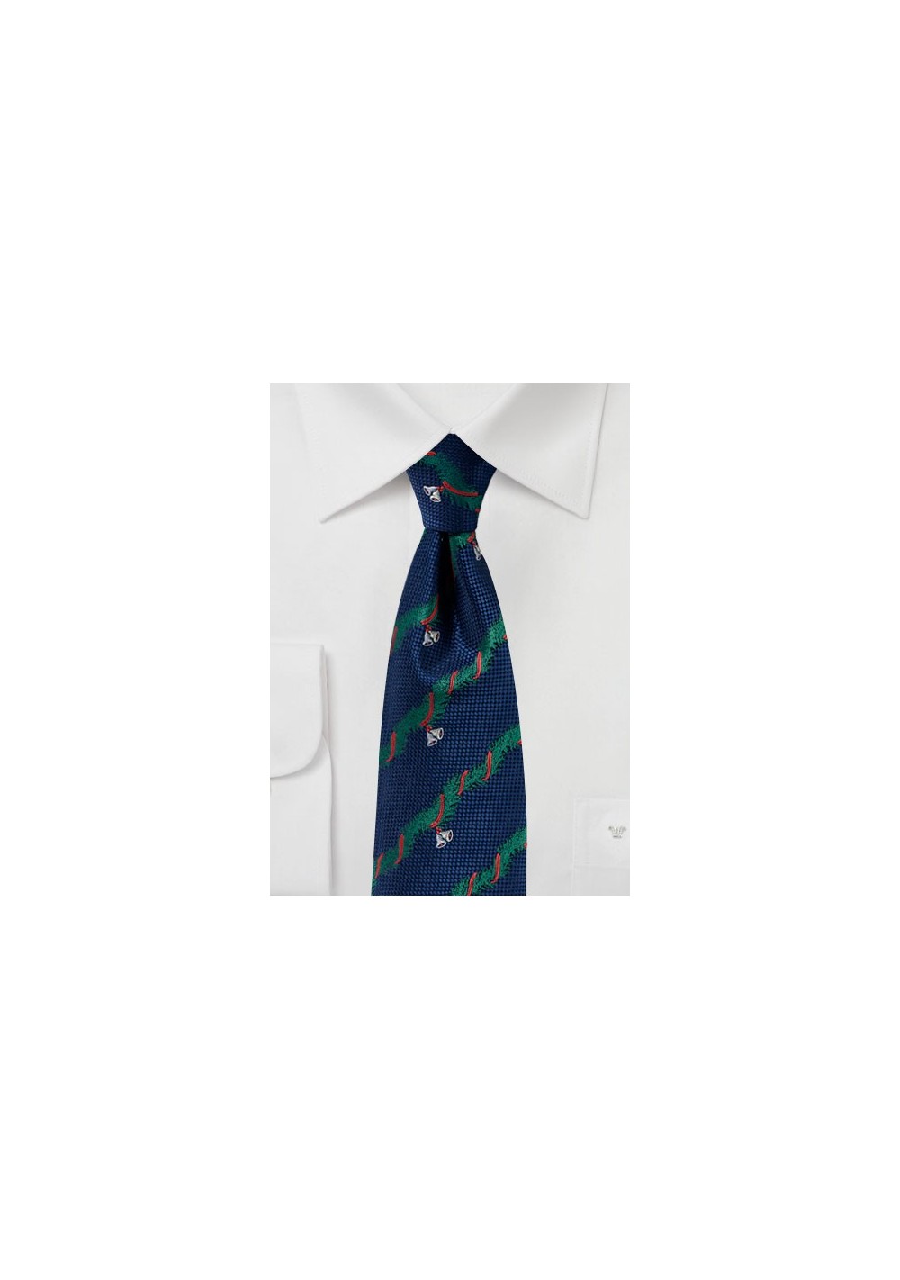 Navy Tie with Christmas Garland