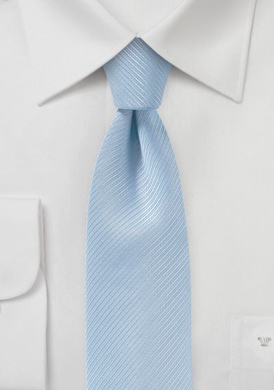Sky Blue Ribbed Texture Skinny Tie