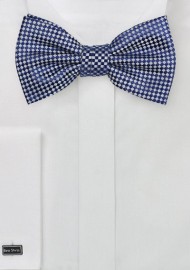 Royal Blue and Silver Diamond Pattern Bow Tie