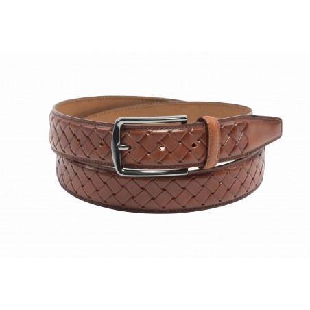 cognac brown mens leather belt braided leather strap
