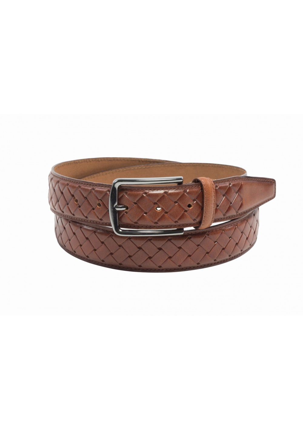 cognac brown mens leather belt braided leather strap