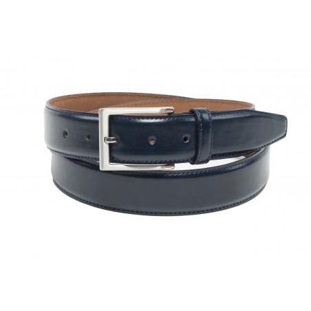 marine navy blue mens leather dress belt