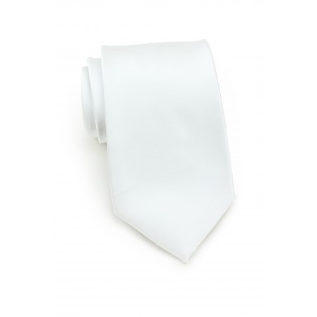 solid satin tie in bright white