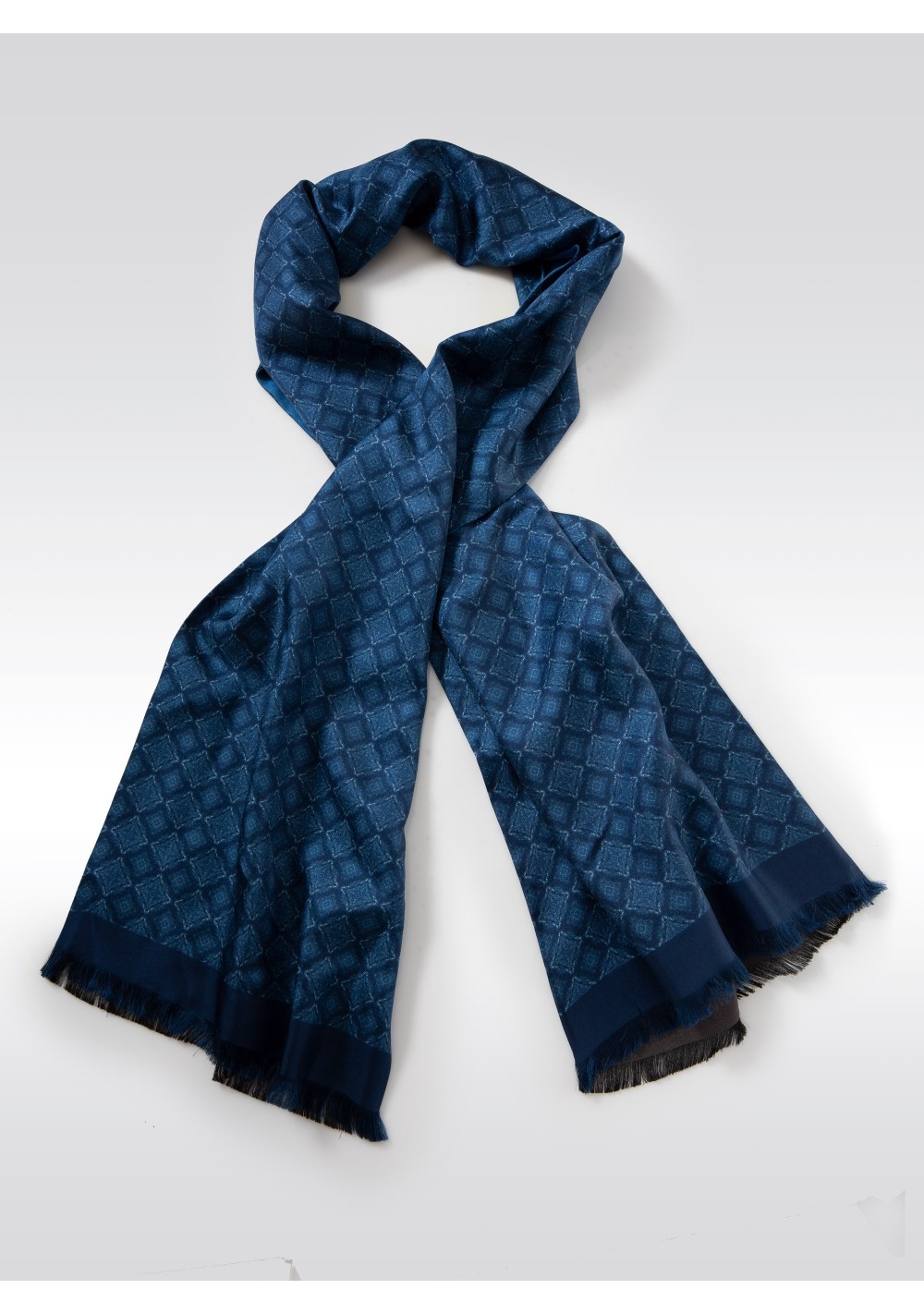 Luxury Oversized Medallion Print Silk Scarf in Blue | Cheap-Neckties.com