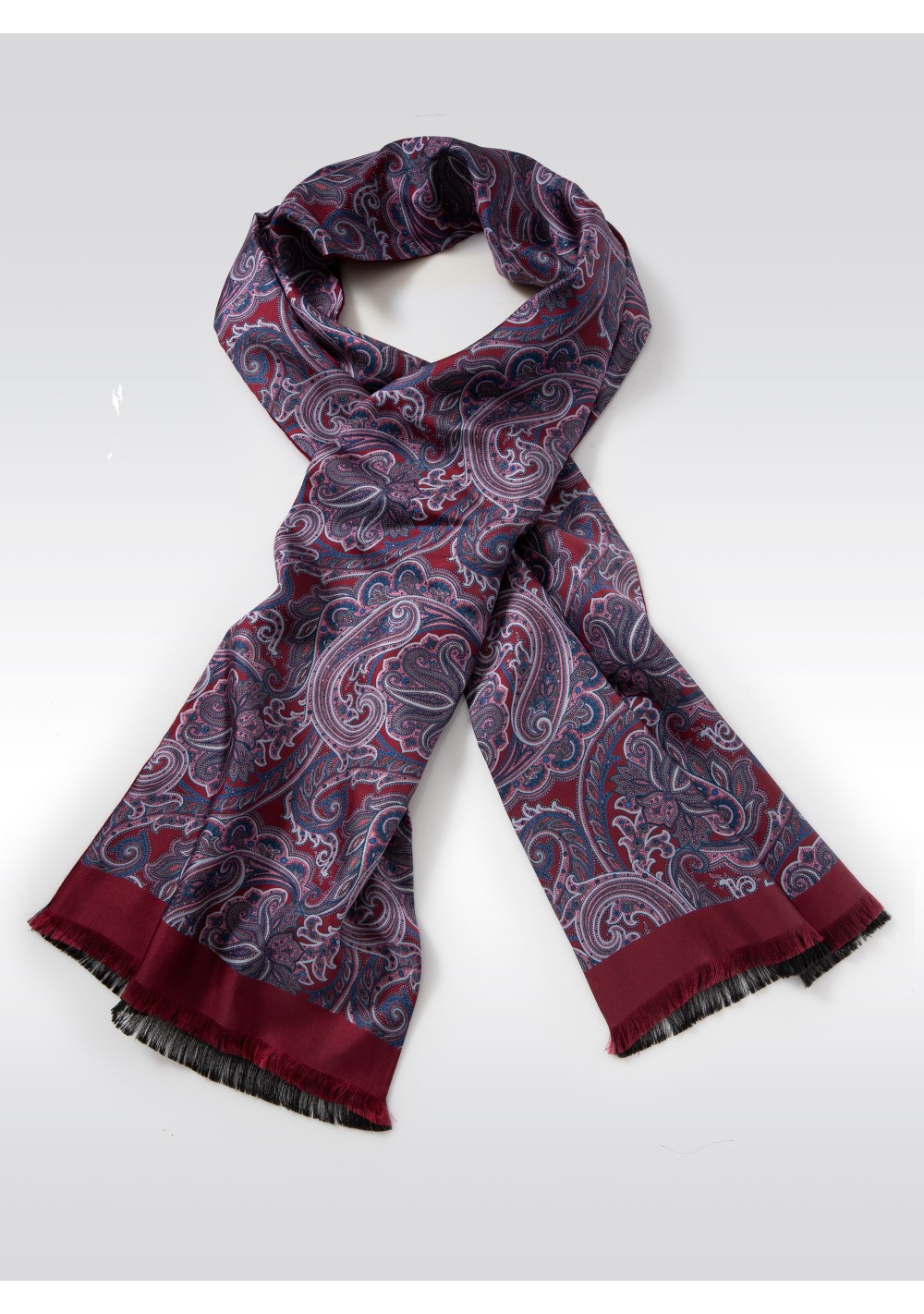 Persian Paisley Print Scarf in Burgundy, Lilac, and Lavender