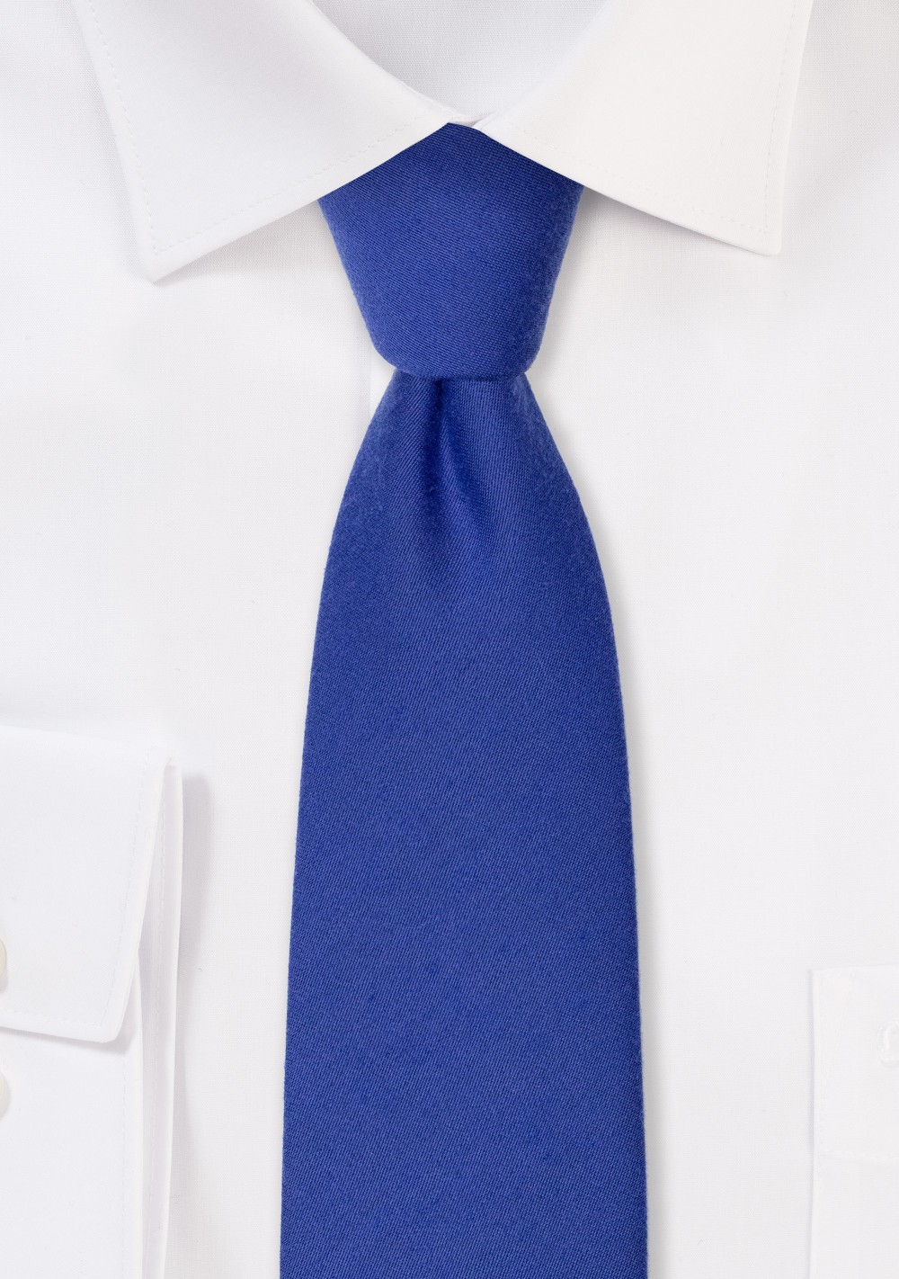 Narrow Woolen Necktie in Marine Blue