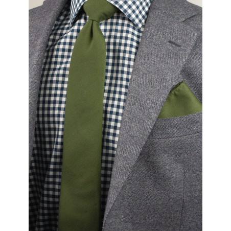 Olive Green Tie with Woolen Finish Styled