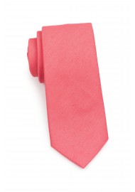 Linen Texture Necktie in Sunset Coral