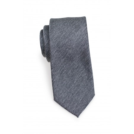 Charcoal Gray Heather Slim Tie Rolled