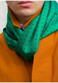 silk scarf in kelly green with polka dots