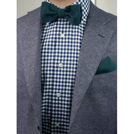 Matte Woven Bow Tie in Forest Green Styled