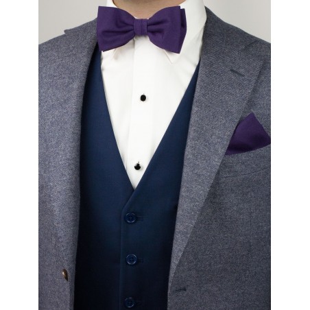 Matte Fabric Bowtie in Grape Styled