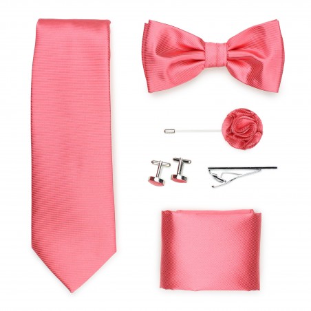 coral pink mens formalwear tie set