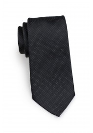 slim width tie in black with silver woven micro dots