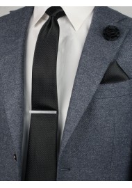black slim pin dot necktie
