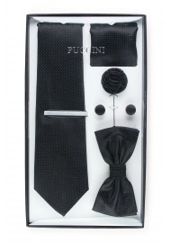 gift tie and bowtie set in jet black