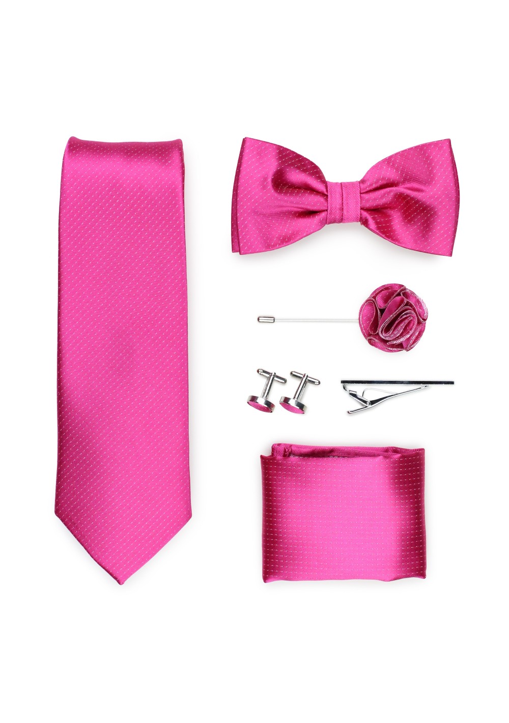 magenta pink formal tie set