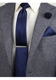 pin dot tie in navy blue