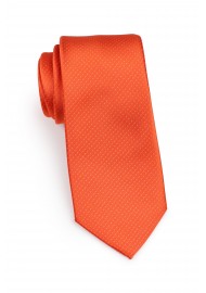 slim cut tie in tangerine orange with micro dots