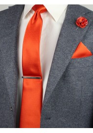 pin dot designer tie in tangerine orange