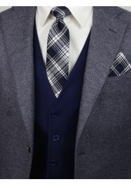 tartan plaid necktie in slim width in blue
