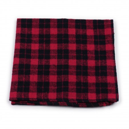 tartan plaid hanky in red and black in matte woven cotton