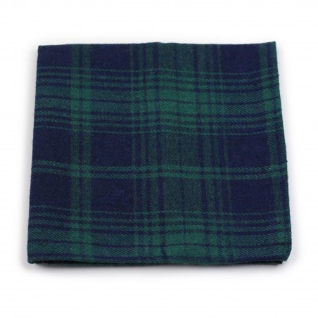 tartan plaid hanky in green and navy