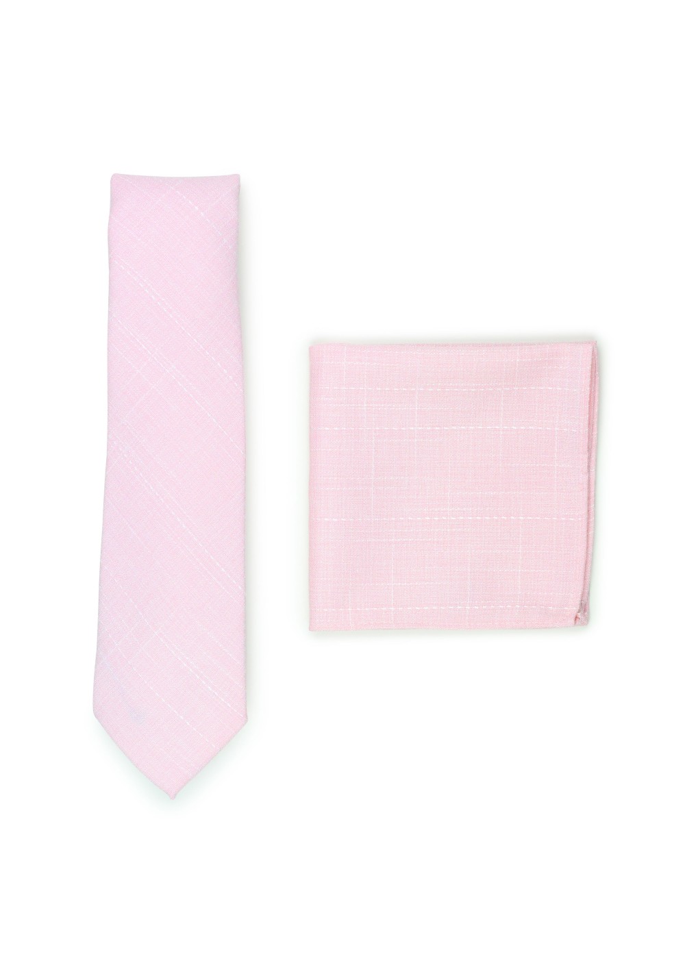 bridal pink slim cut cotton tie and hanky set