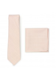 peach pink wedding skinny tie and pocket square