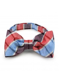 Red and blue plaid pre-tied bow tie