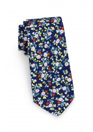 slim cotton tie with tiny flower design