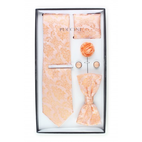 6-piece menswear set in peach paisley