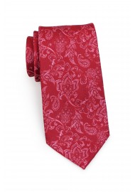 Standard length raspberry red paisley necktie