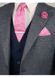 Matching geranium paisley necktie and pocket square