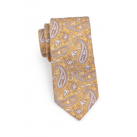 Standard length caramel paisley necktie