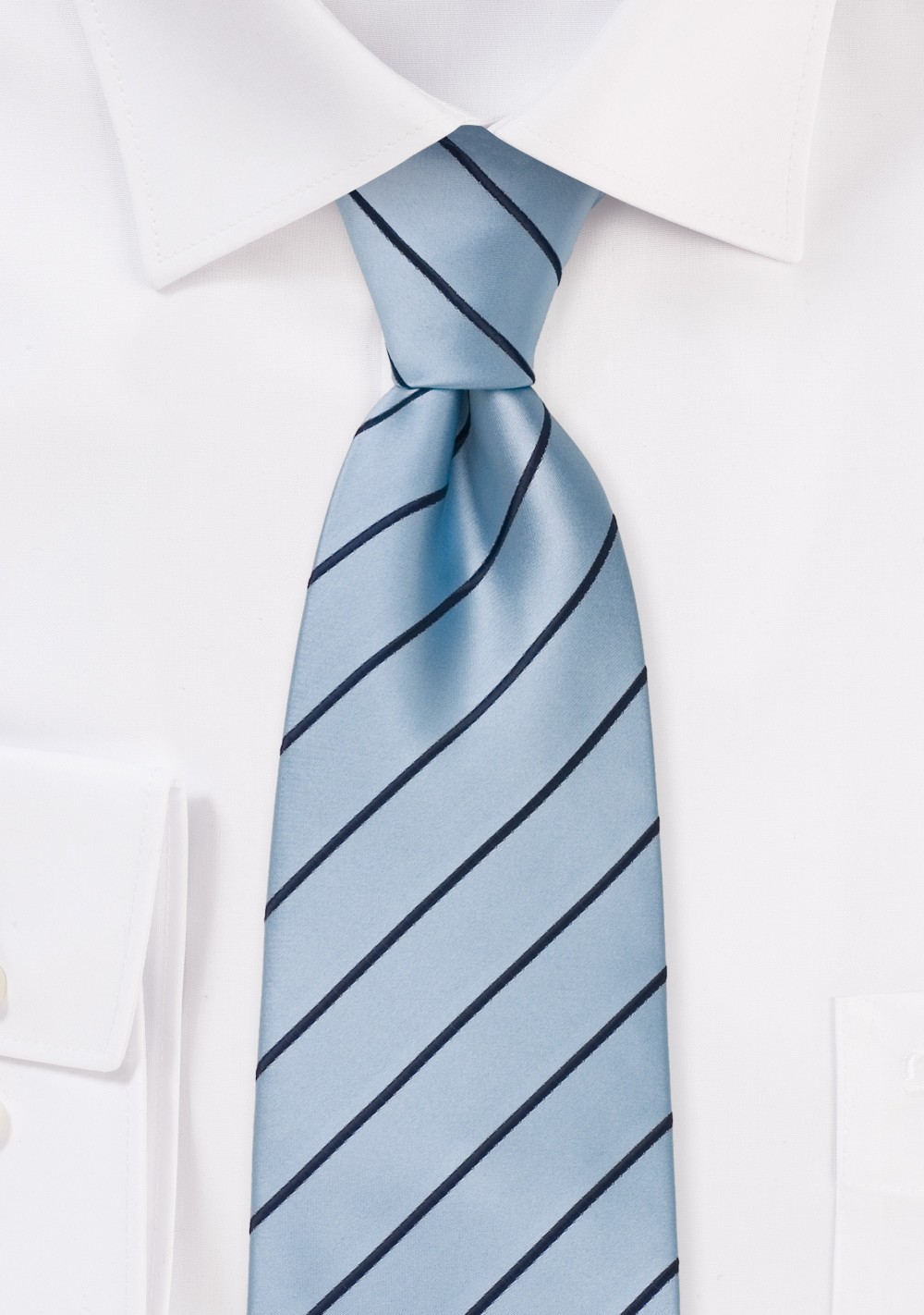 Light Blue Kids Necktie with Navy Stripes