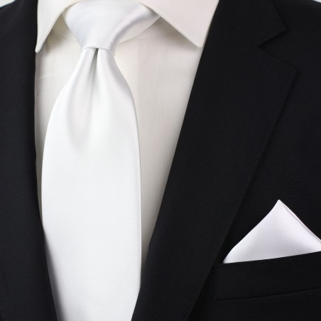solid bright white necktie styled