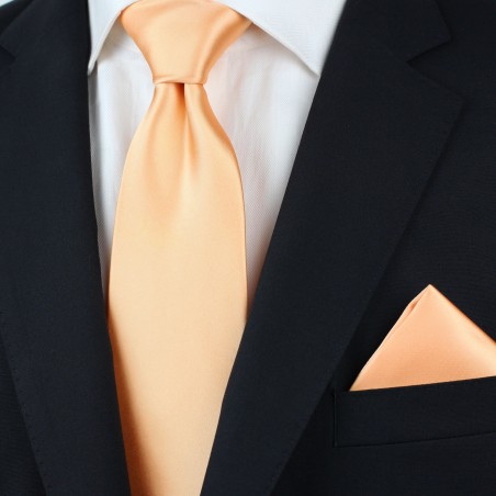 Apricot neckties - Solid apricot-orange tie styled
