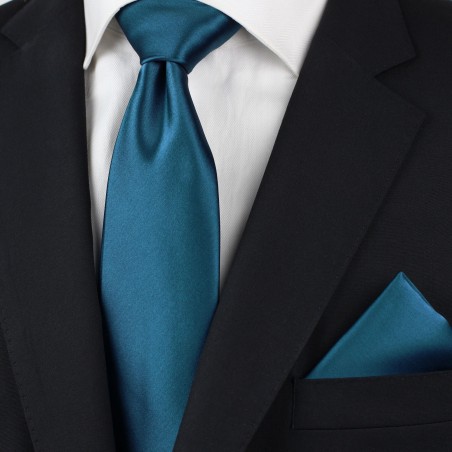 XL Mens Tie in Dark Teal-Blue Styled
