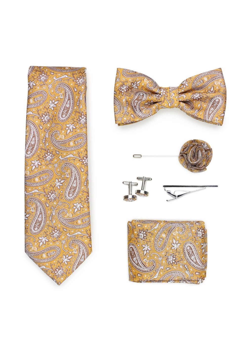 golden paisley necktie gift set