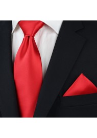 Solid color mens ties - Bright red men's necktie styled