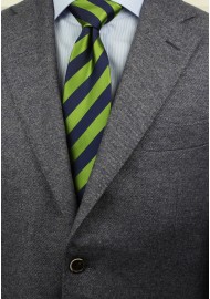 Citrus Green and Navy Striped Tie Styled