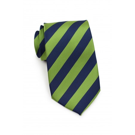 Citrus Green and Navy Striped Tie for Kids