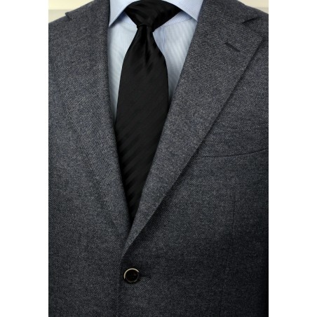 Extra long black tie - Stain resistant Microfiber necktie in solid black styled